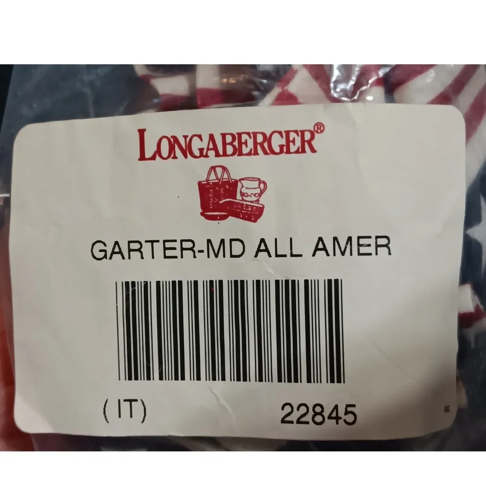 Longaberger Basket Garter Medium All American Stars Stripes Red White Blue 22845